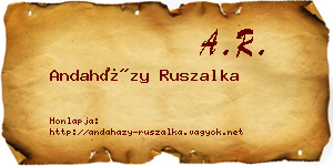 Andaházy Ruszalka névjegykártya